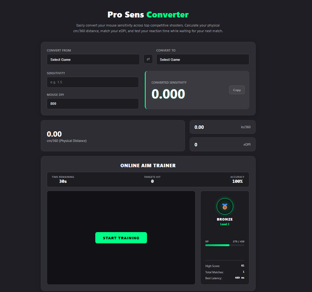 Pro Sens Converter & Aim Trainer